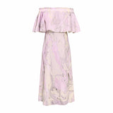 Saint Qynara Womens Purple Printed Marbel Check Dobby Long Dress