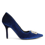 Saint Wren Square Décor Stones Blue Velvet Pumps