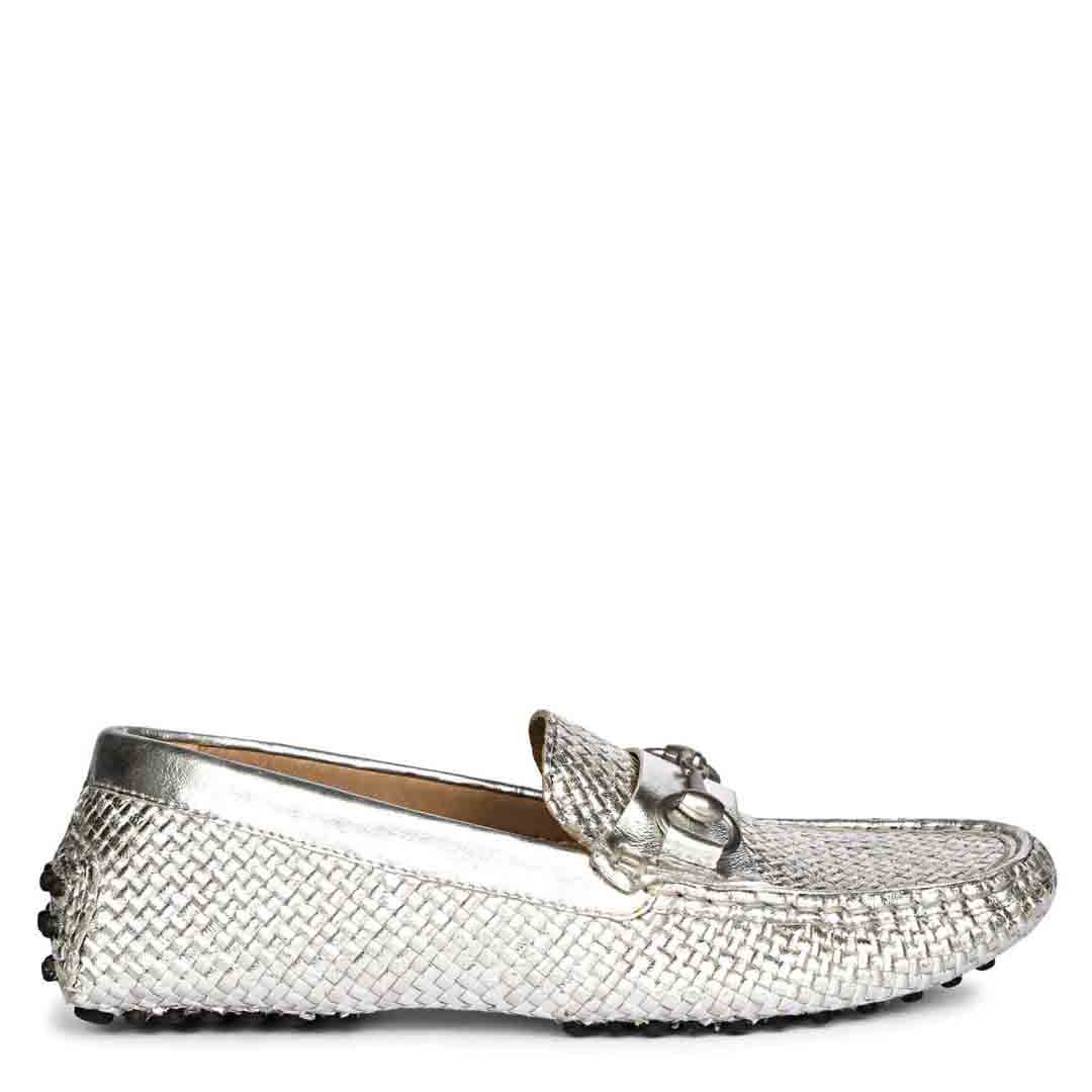 Saint Lucy Silver Woven Leather Loafers – SaintG USA