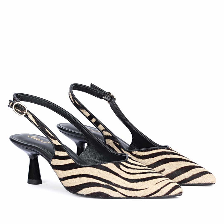 Saint Sloane Pony Black & White Leather Pumps