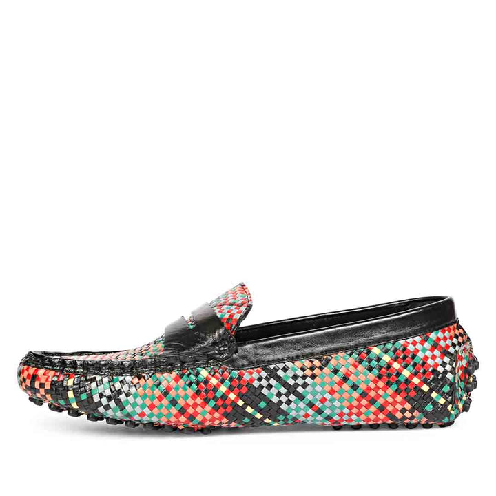 Saint Liana Multi Black Woven Leather Loafers