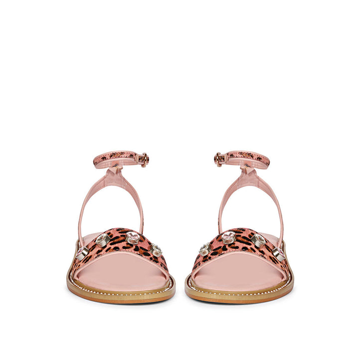 Saint Izola Stone Pink Leo Print Leather Sandals