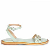 Saint Ivy Mint Leather Flat Sandal