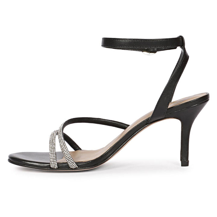 Saint Katie Silver Strass Adorned Black Stilettos