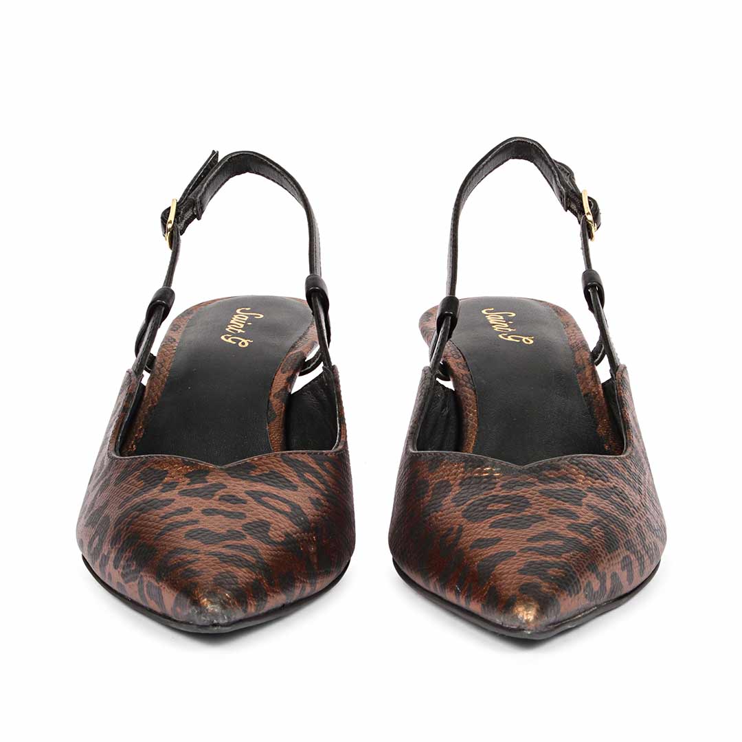 Saint Quinn Metallic Leopard Print Leather Pumps