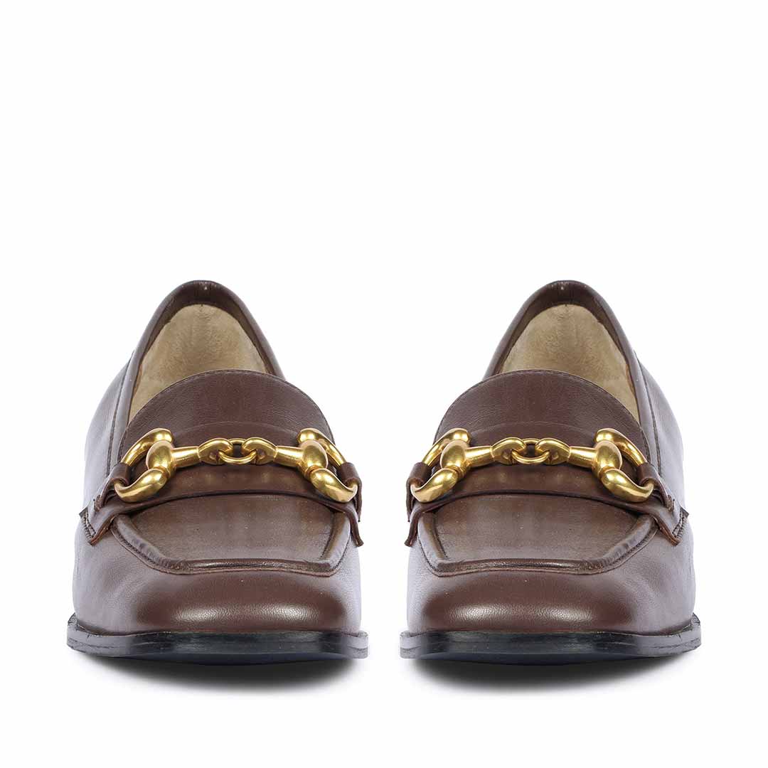 Saint Jenny Coffee Leather Handcrafted Moccasins