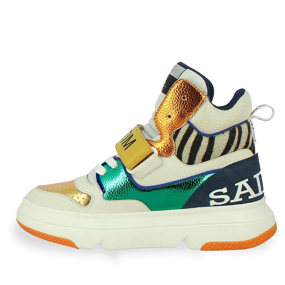 Saint Laurel Multi Color Leather Handcrafted Sneakers.