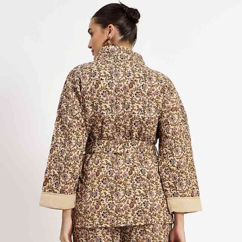 Saint Annika Womens Beige Printed Cotton Jacket