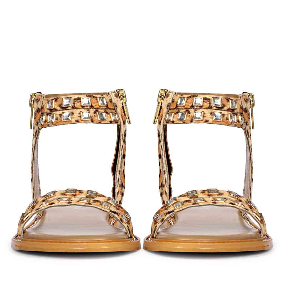 Saint Mia Beige Leather Flat Sandals