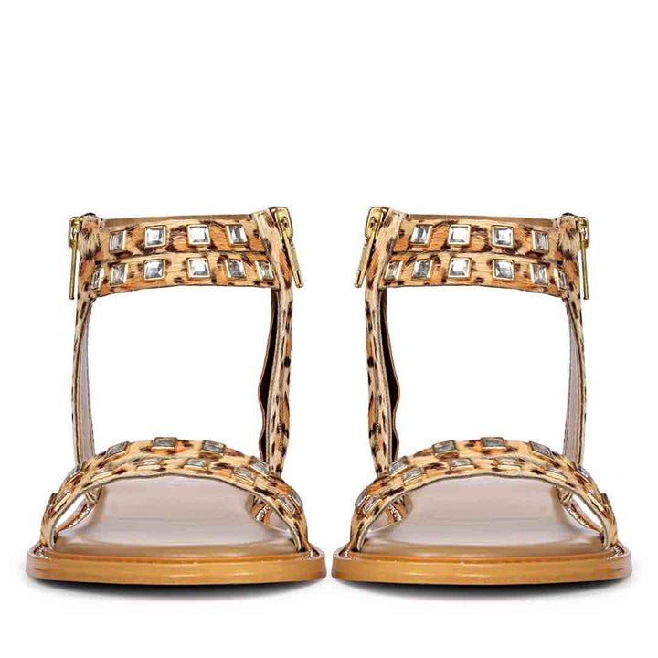 Saint Mia Beige Leather Flat Sandals