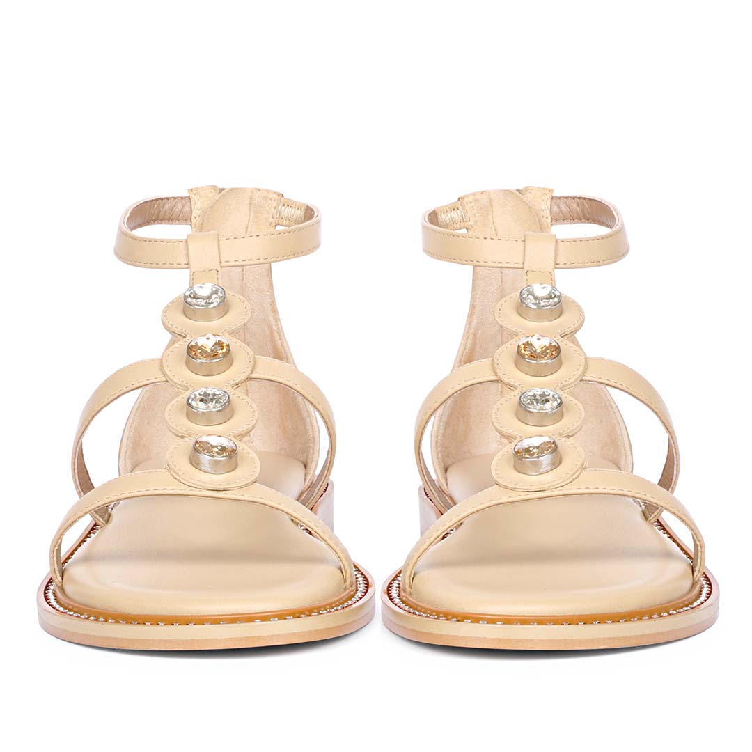 Saint Arlia Rivoli Stone Studded Natural Leather Sandals