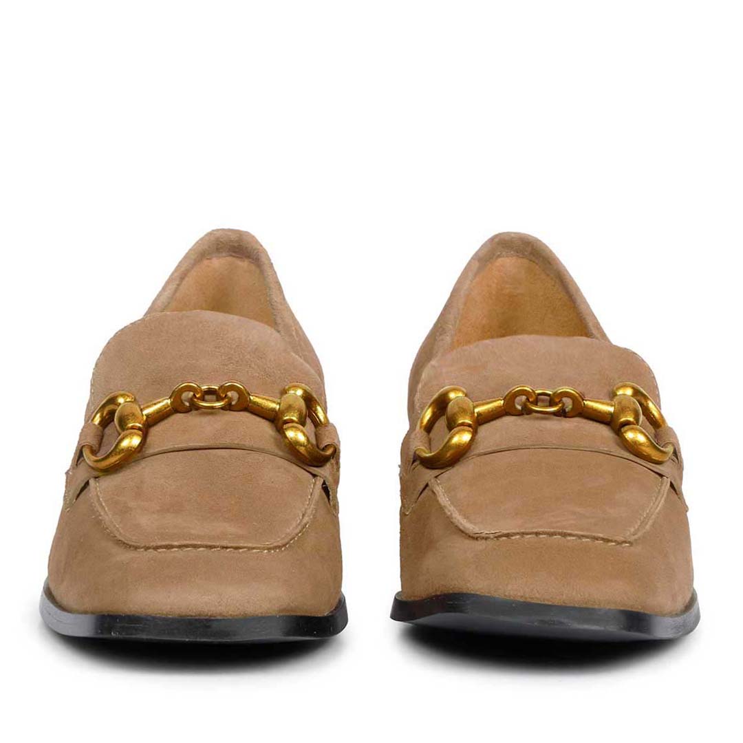 Saint Jenny Taupe Suede Leather Handcrafted Moccasins