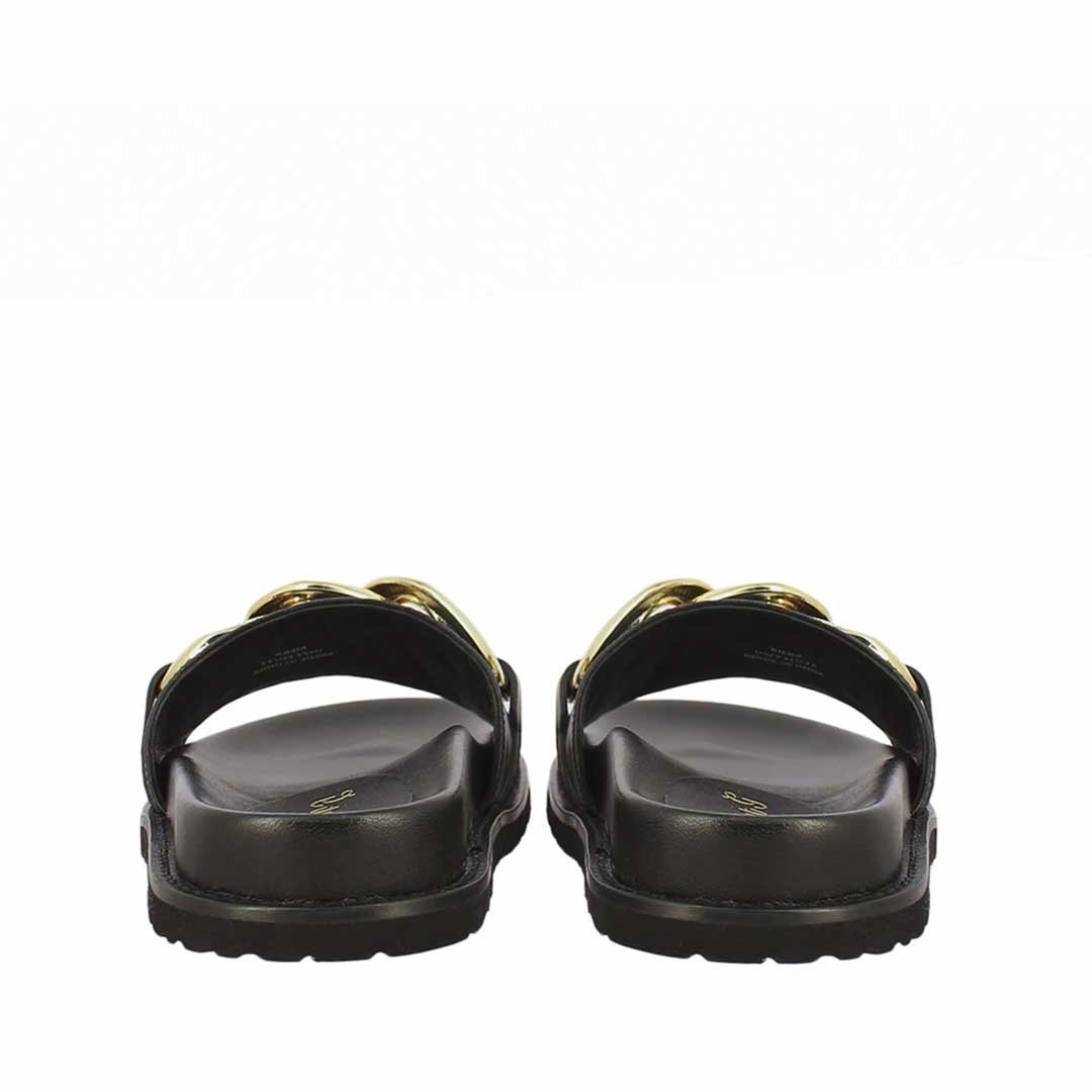 Saint Kiera Black Leather Flat Slides