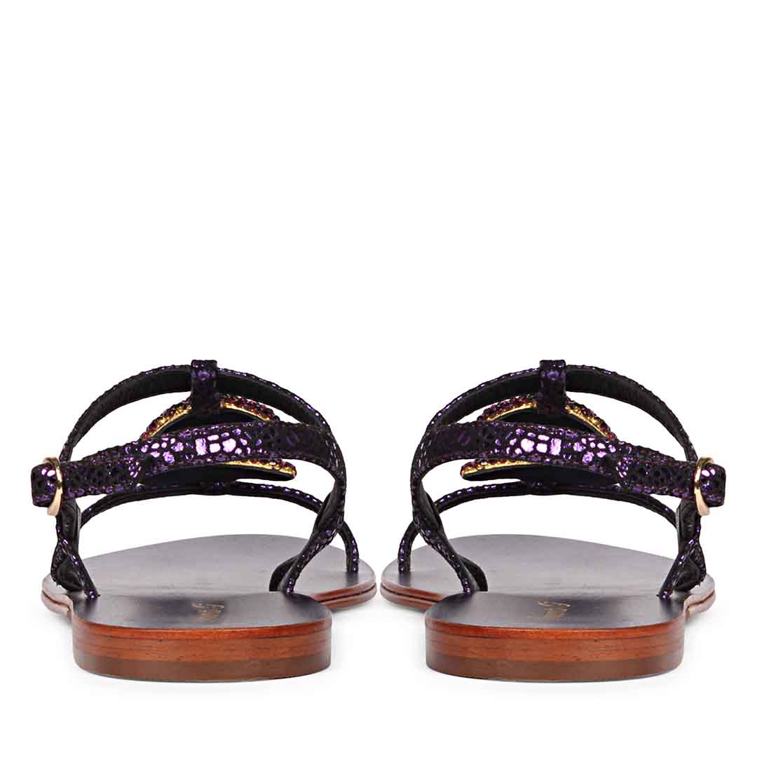 Saint Daisy Purple Leather Flat Sandal