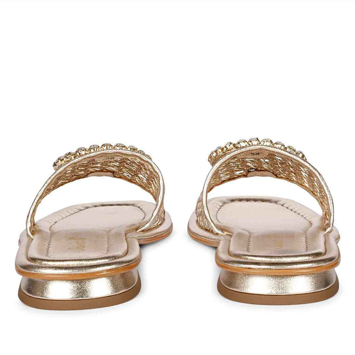 Saint Carly Gold Leather Flat Sandal