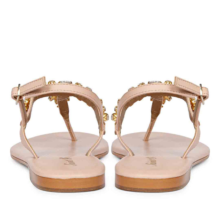 Saint Elsa Silver Stone Adorned Pink Leather Sandals