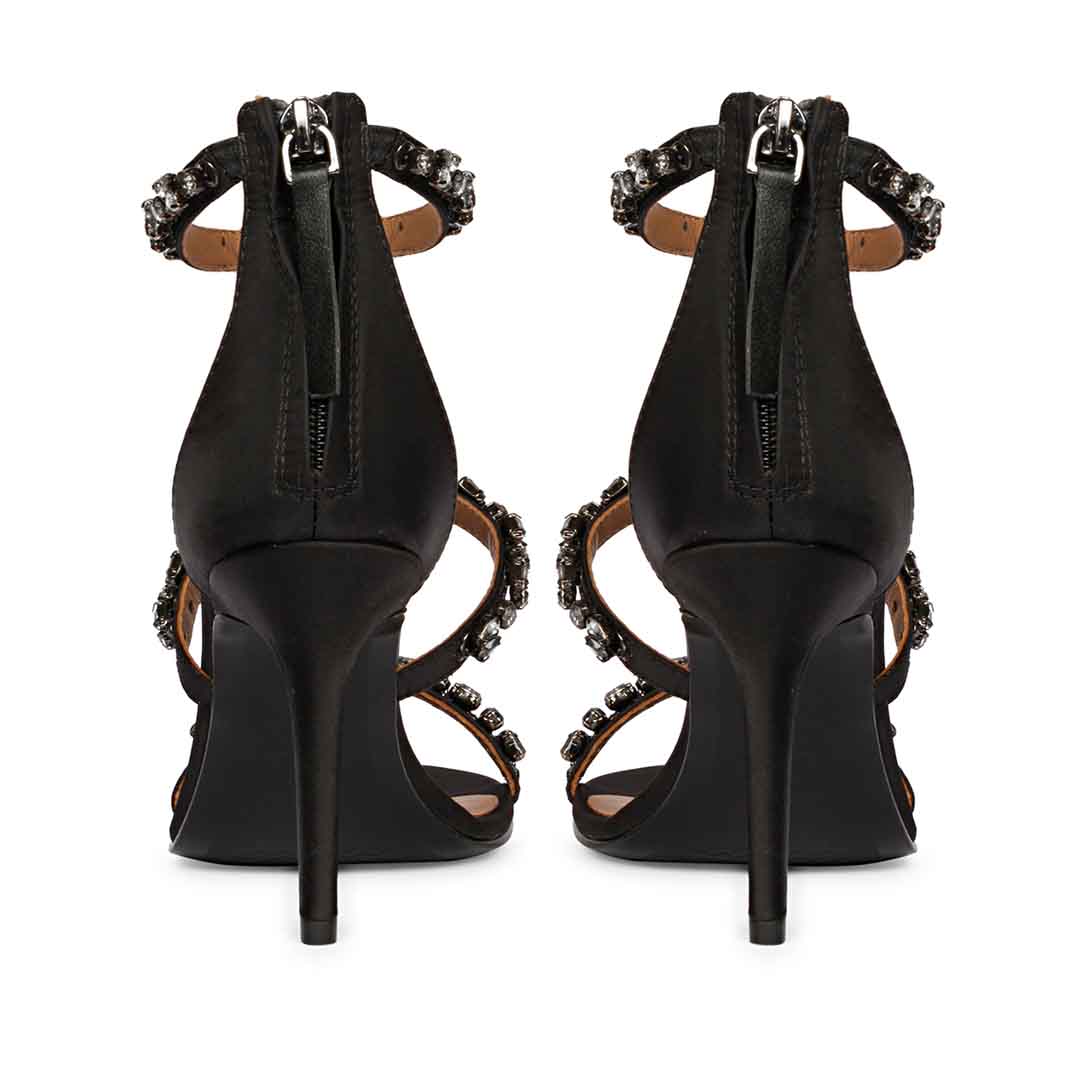 Saint Ella Smoke Stone Embellished Black Leather Heels
