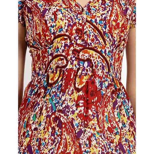 Saint Amaris Womens Multi Printed Cotton Cambric Long Dress