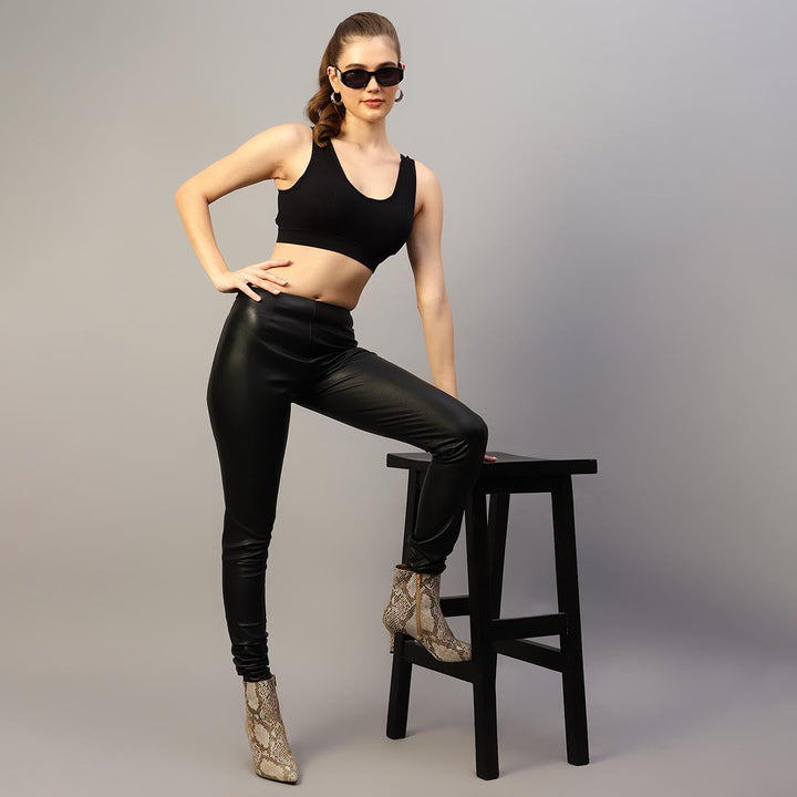 Saint Antea Black Stretch Leather Pants