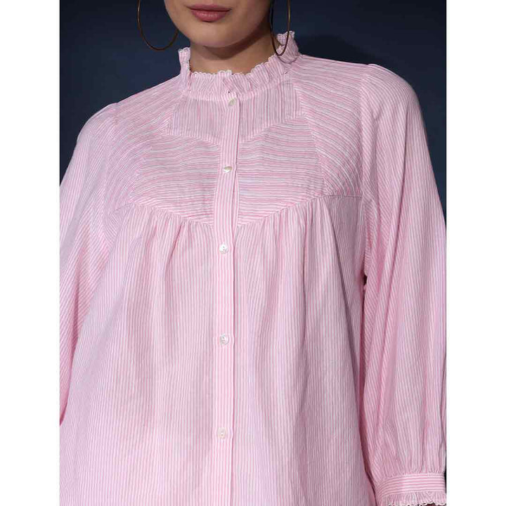 Saint Nyrelith Womens Pink Cotton Yarndyed Stripe Top