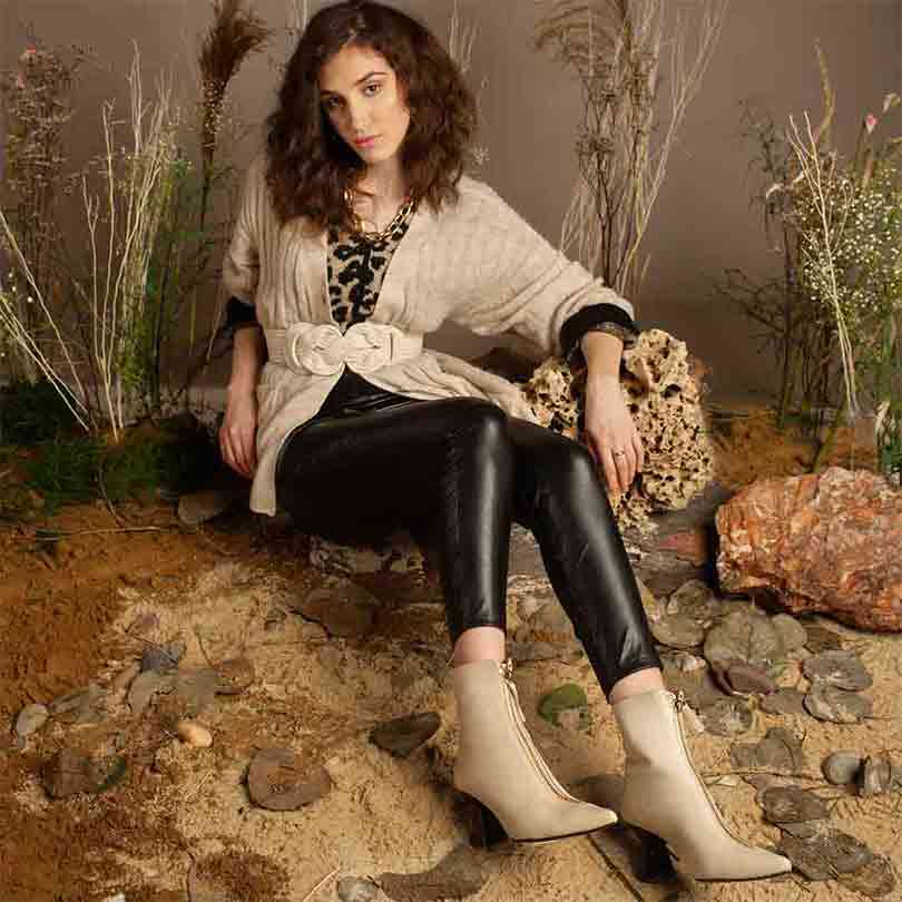 Saint Ashley Rust Leather Gold Horsebit Décor Back Zip Boots
