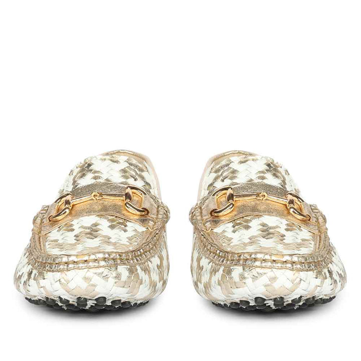 Saint Aurora Platin-White Handwoven Leather Horsebit Loafers