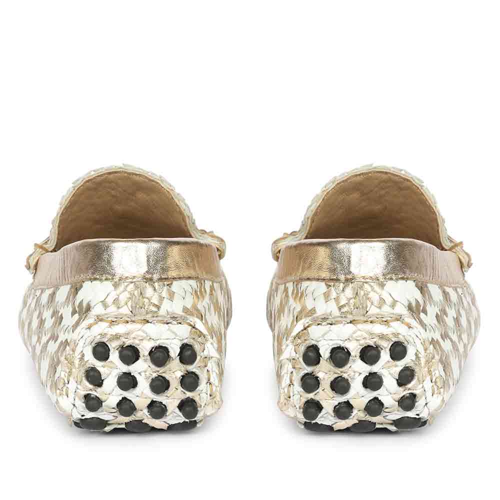 Saint Aurora Platin-White Handwoven Leather Horsebit Loafers