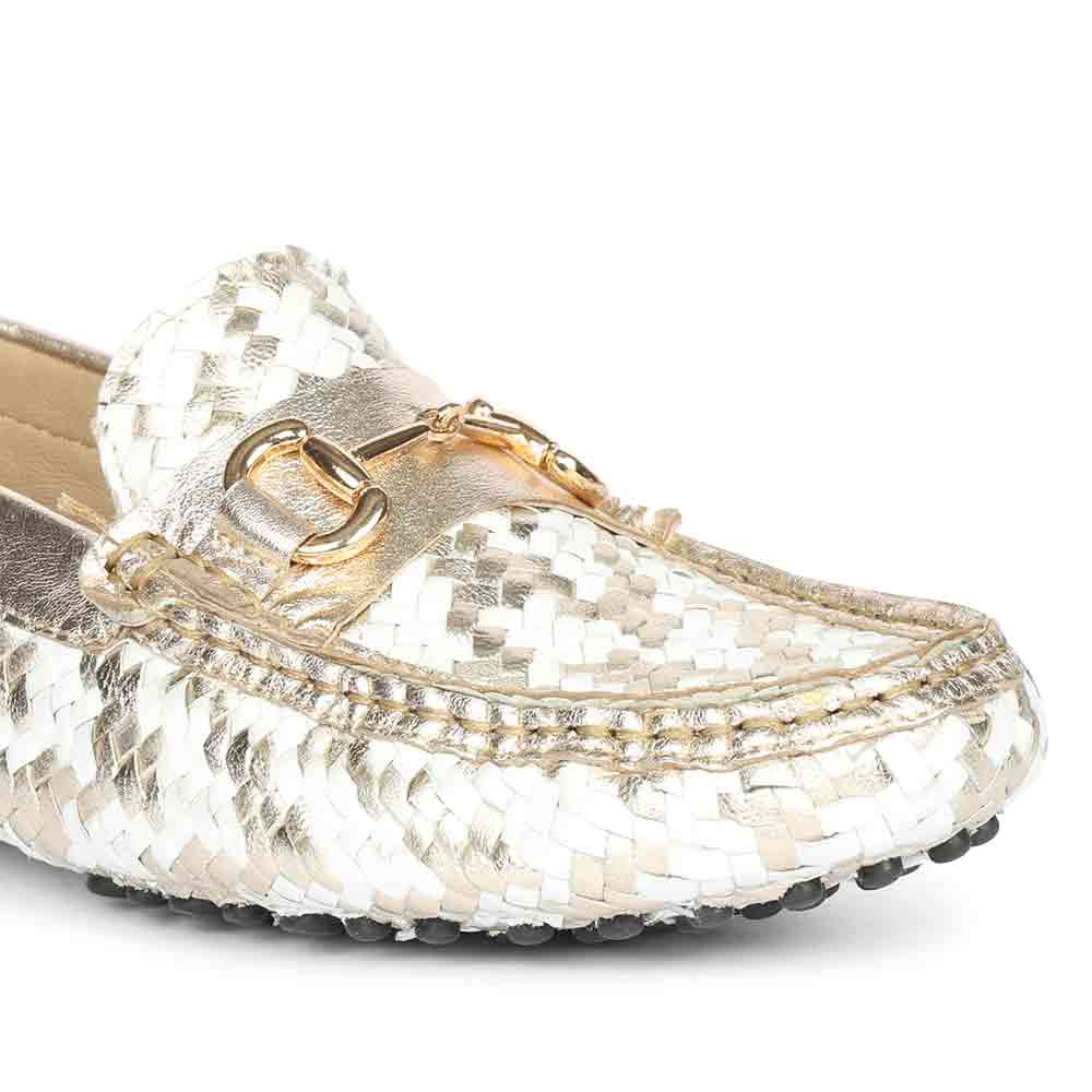 Saint Aurora Platin-White Handwoven Leather Horsebit Loafers