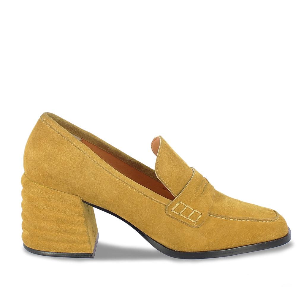 Roll over or click image to zoom in Saint Amelia Mustard Suede Leather Handcrafted Shoes - SaintG UK