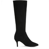 Saint Jemima Black Stretch Suede Kitten Heel Knee High Boots