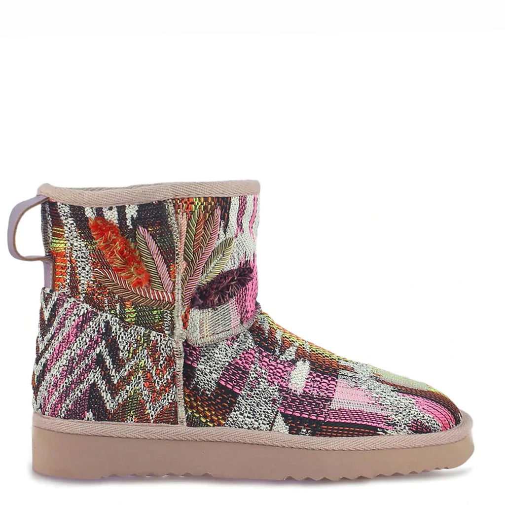 Saint Felice Embroidered Italian Fabric Snug Boots - Stylish and comfortable boots with intricate embroidery, perfect for a fashionable statement