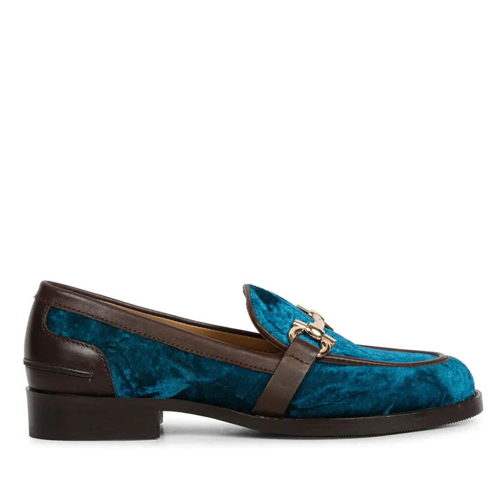 Saint Cinzia Green Velvet Moccasins