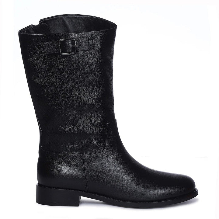 Saint Martina Black Leather Calf Boots - SaintG India