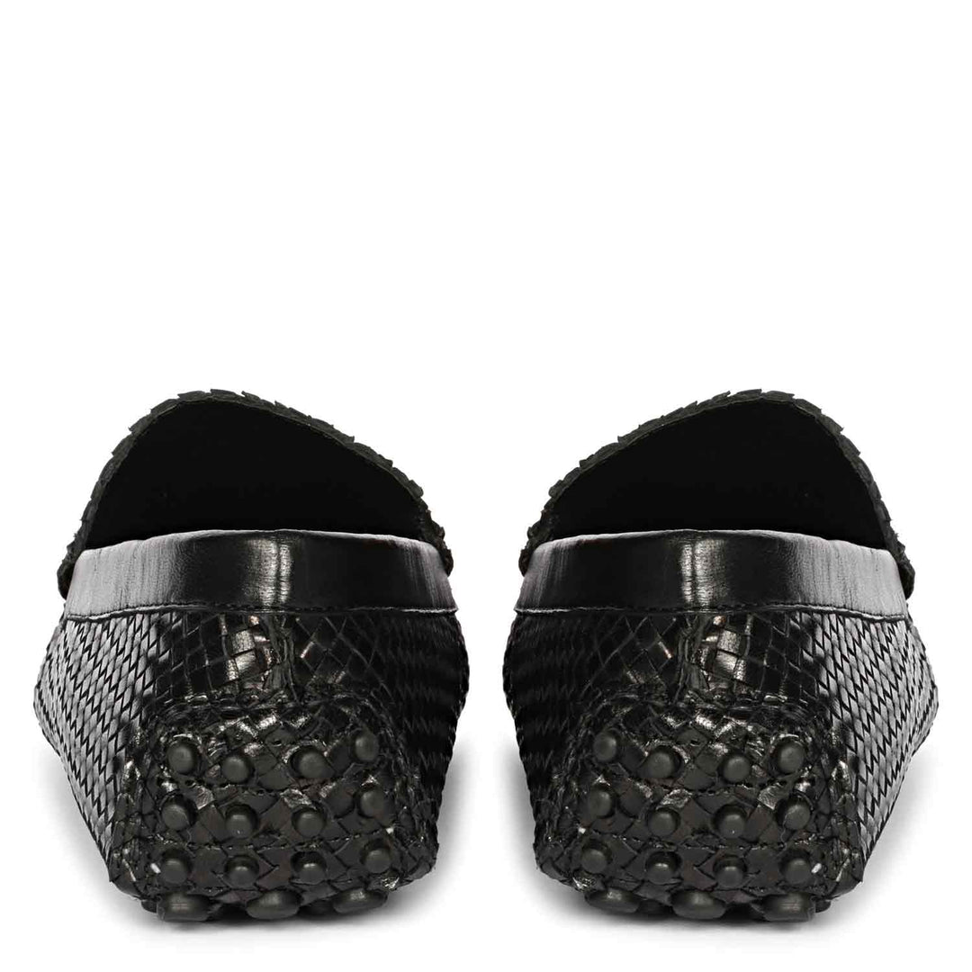 Saint Liana Black Woven Leather Loafers