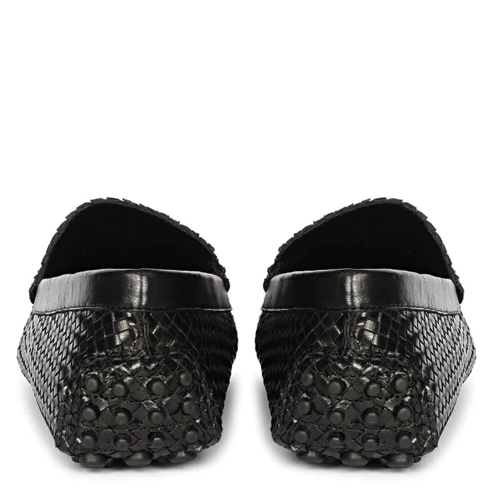 Saint Liana Black Woven Leather Loafers