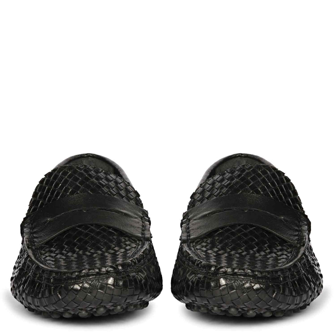 Saint Liana Black Woven Leather Loafers