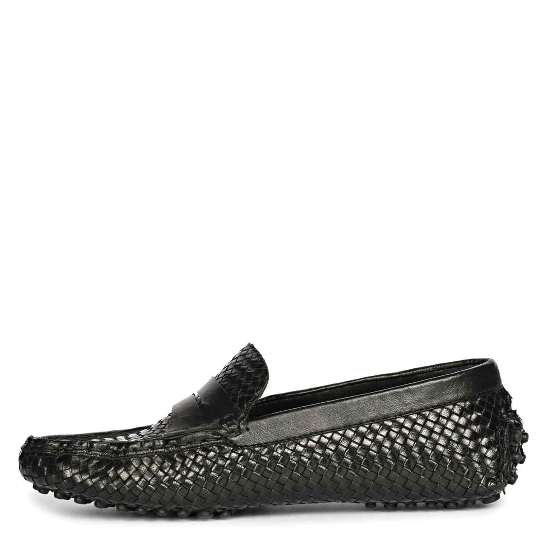 Saint Liana Black Woven Leather Loafers