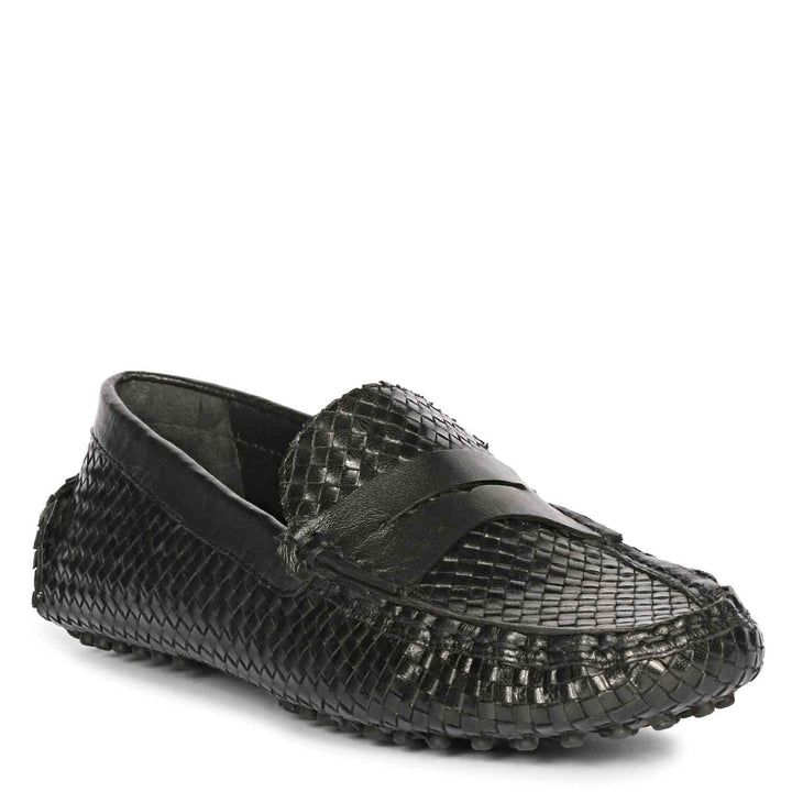 Saint Liana Black Woven Leather Loafers