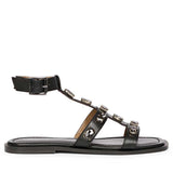 Saint Viola Stone Studded Black Leather Sandals