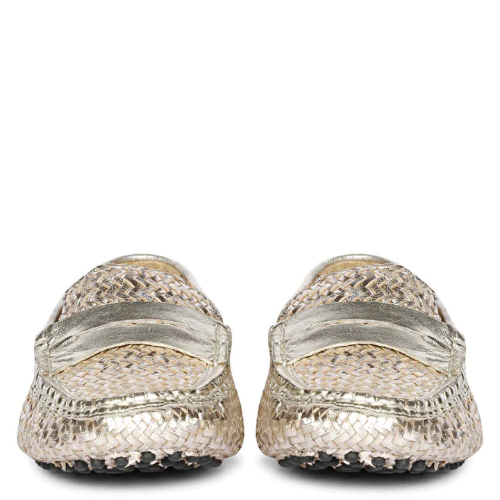 Saint Liana Platin Woven Leather Loafers