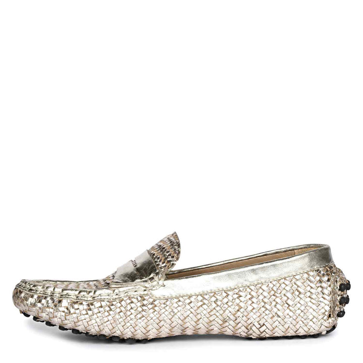 Saint Liana Platin Woven Leather Loafers