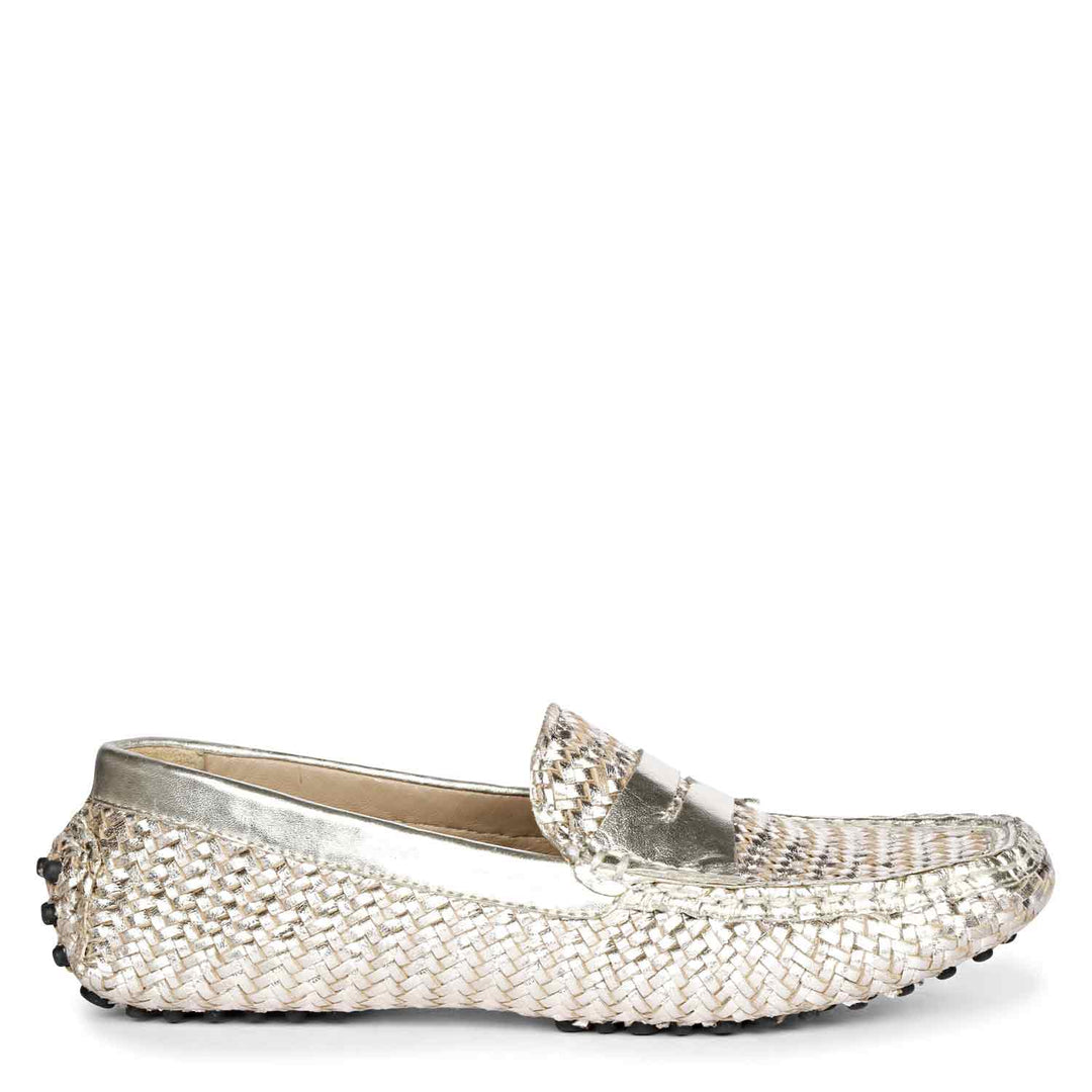 Saint Liana Platin Woven Leather Loafers