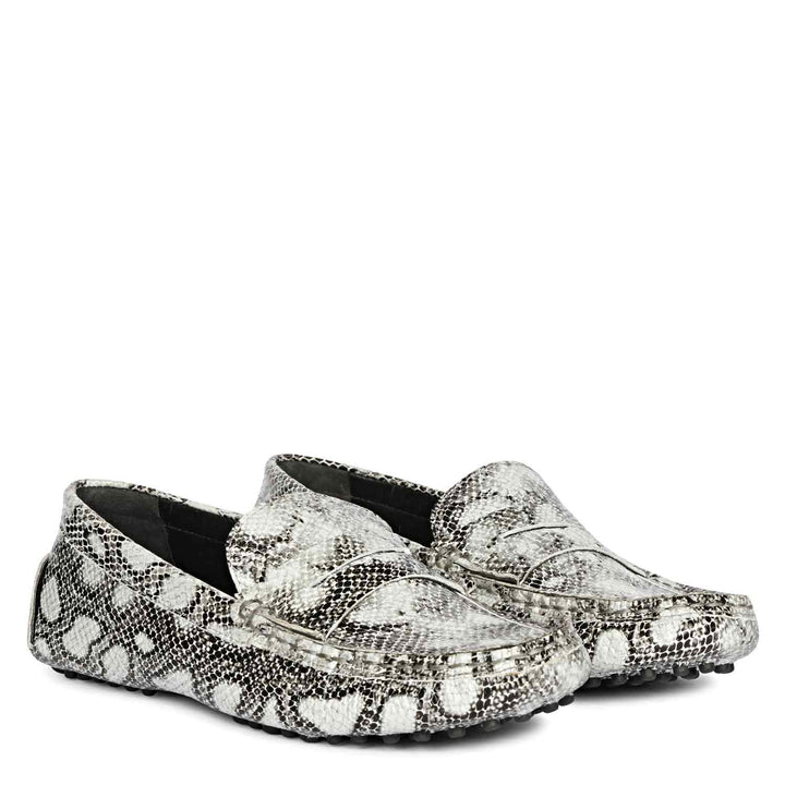 Saint Liana Black & Grey Woven Leather Loafers