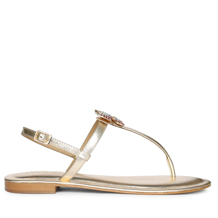 Saint Avril Butterfly Jeweled Platin Leather Sandals