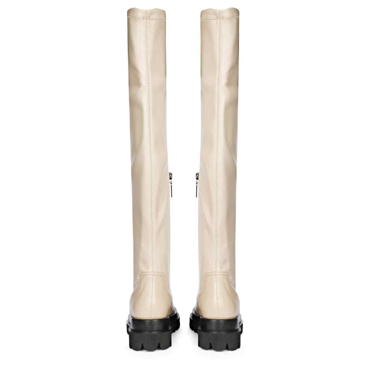 Saint Malia Taupe Stretch Napa Thigh High Boots