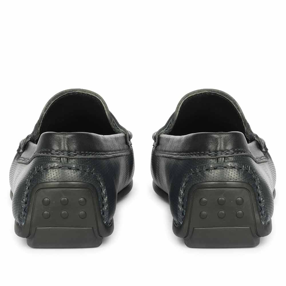 Saint Asher Navy Leather Saddle Loafers