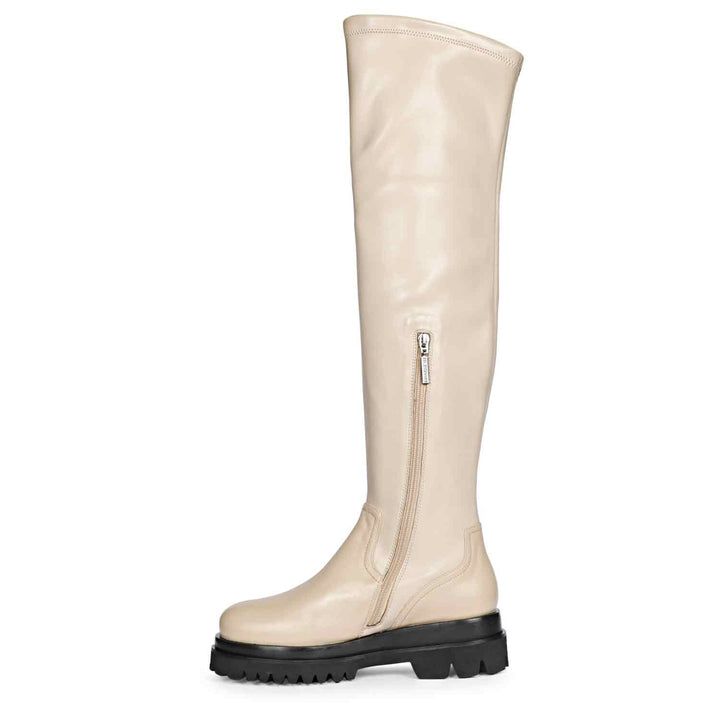 Saint Malia Taupe Stretch Napa Thigh High Boots