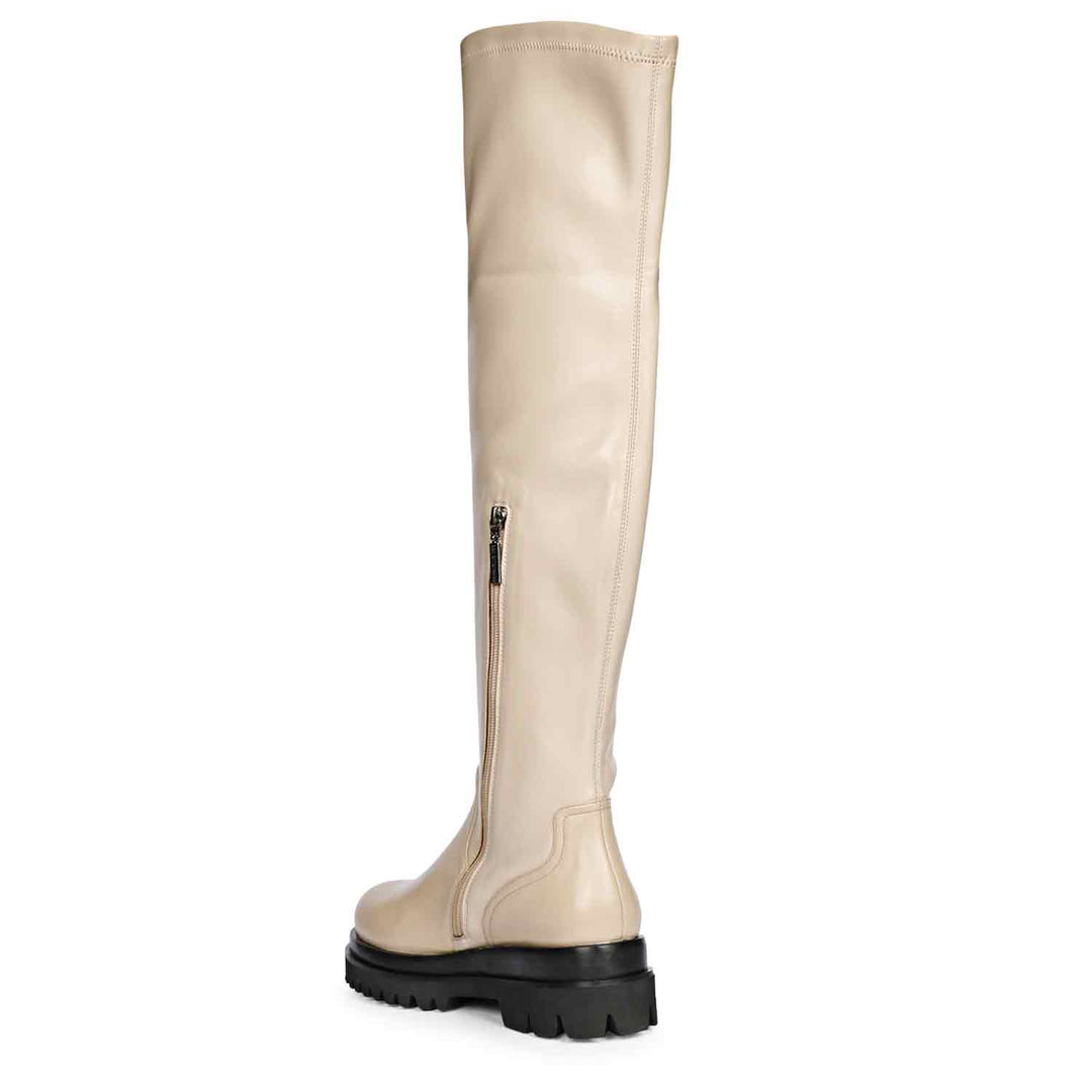 Saint Malia Taupe Stretch Napa Thigh High Boots