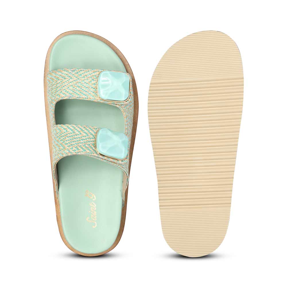 Saint Oren Turquoise Stone Jeweled Raffia Leather Sandals
