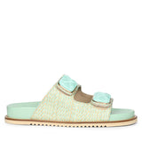 Saint Oren Turquoise Stone Jeweled Raffia Leather Sandals
